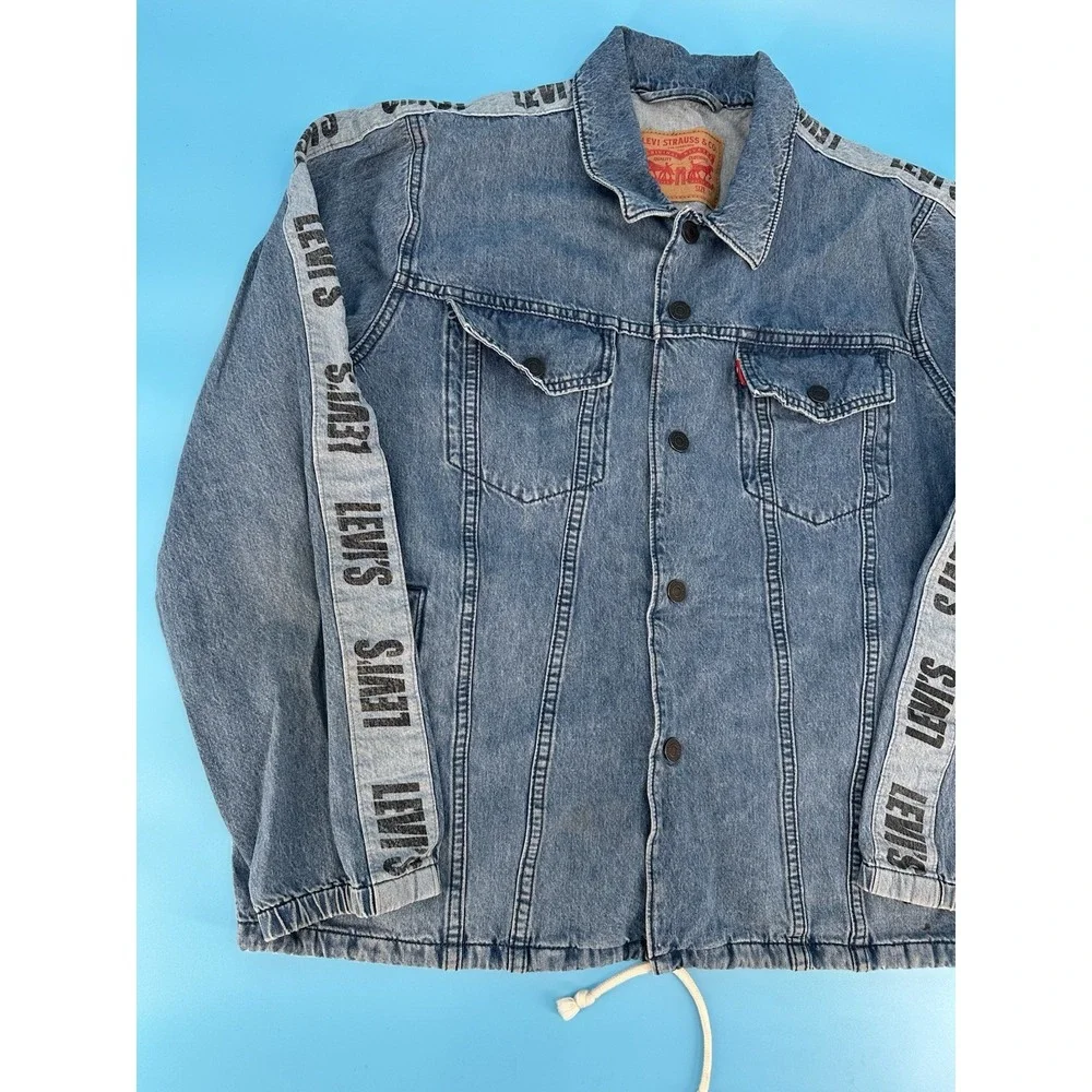 RARE Levi Strauss BIG E Premium Denim Jacket Men's Size M Trucker Snap Med Wash‎